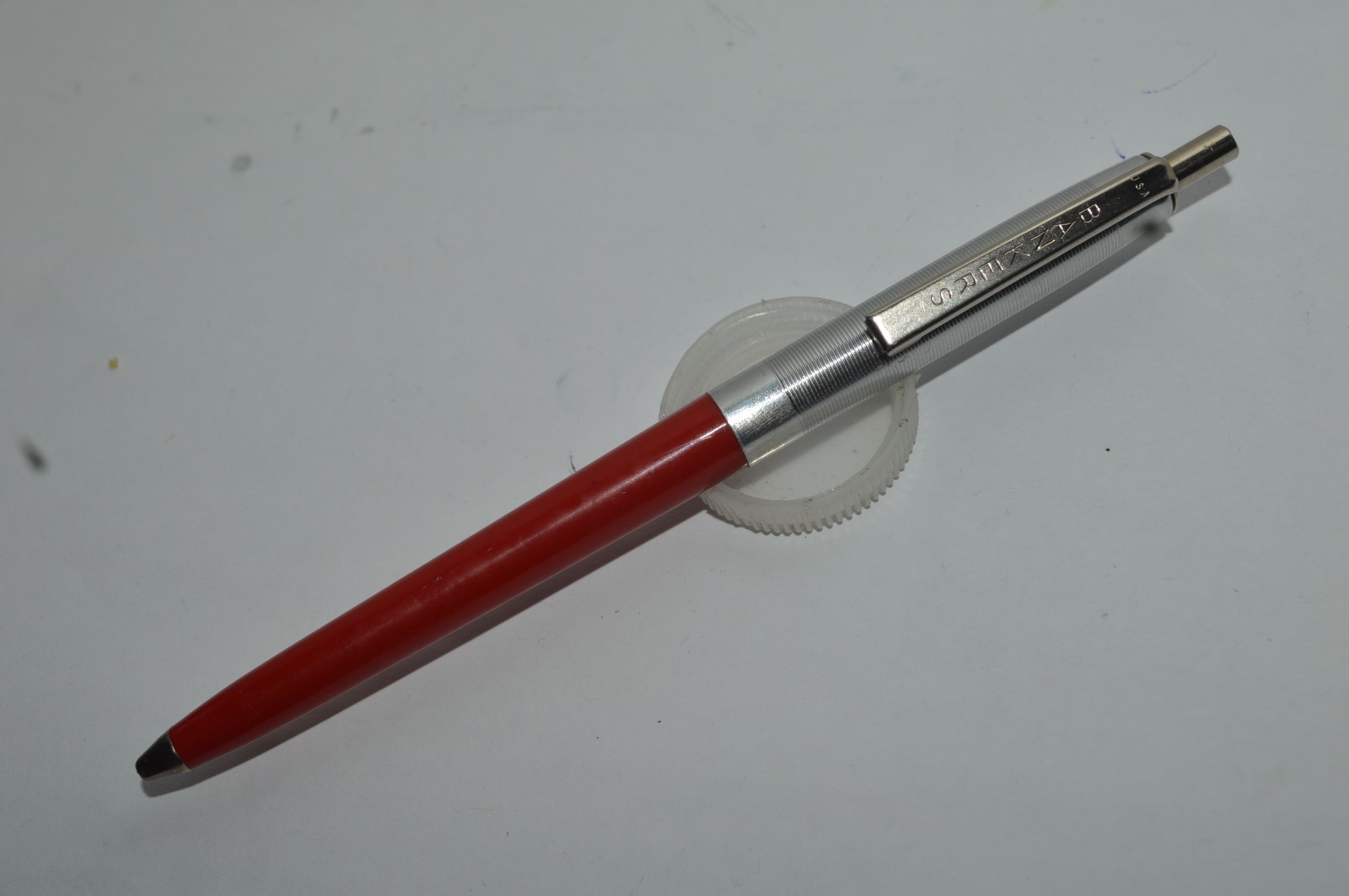 BANKERS Ballpoint Pen Red Plastic Barrel Metal Cap Made In USA Circa 1970s