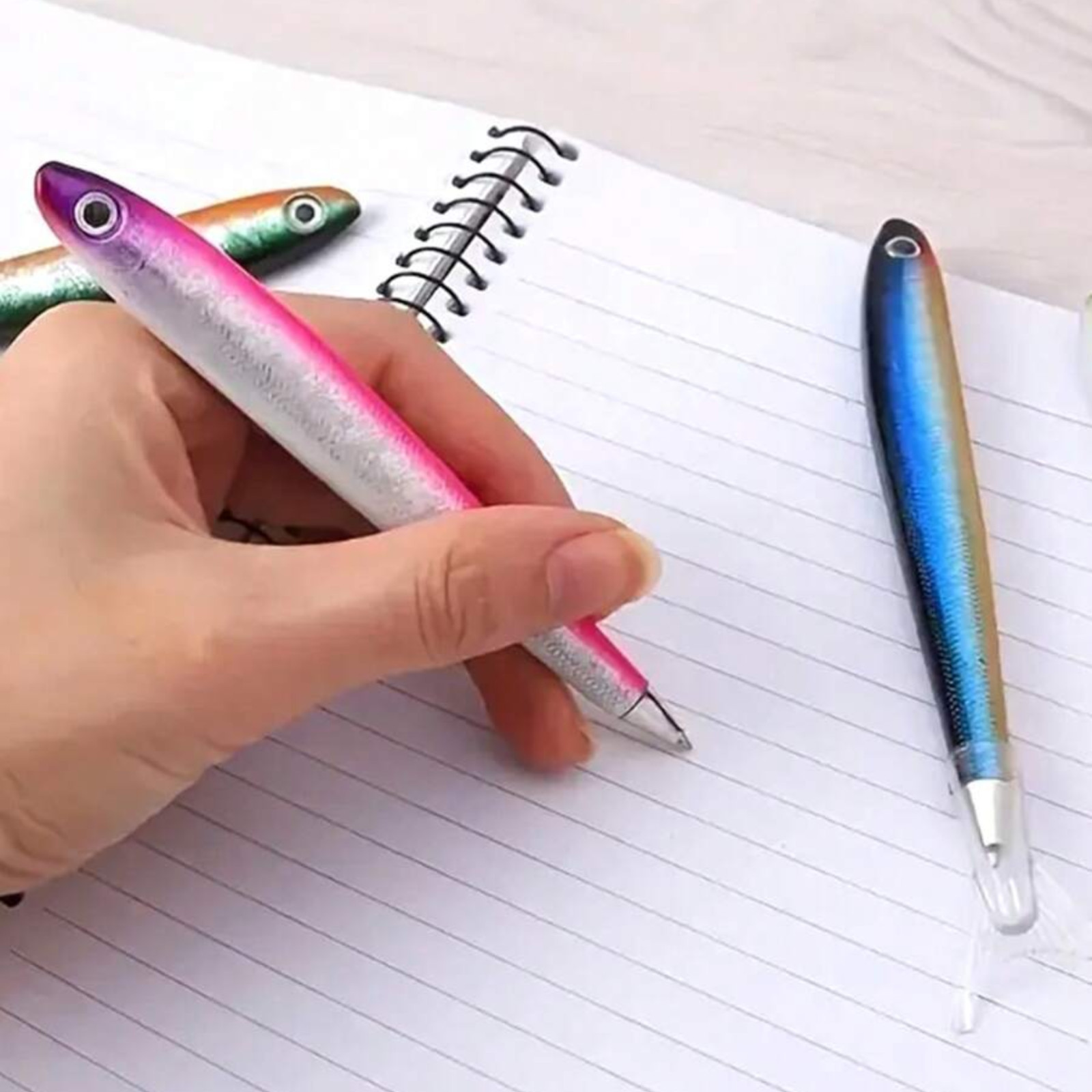 Fish Shaped Ballpoint Pens with Click Off Cap Fishing Decoration Black Ink Pens
