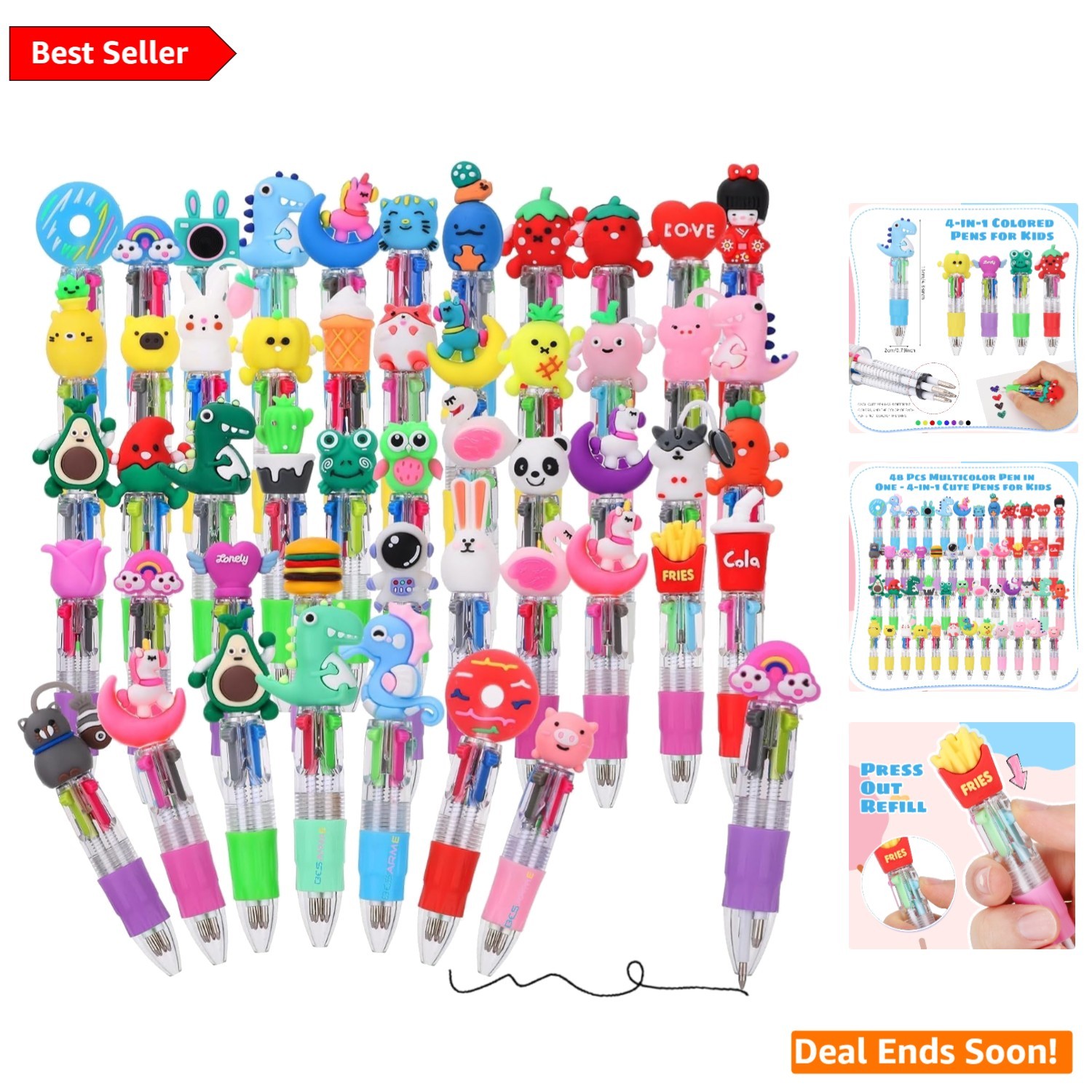 Bulk Set of 48 4-in-1 Multicolor Pens for Kids – Cute Writing Tools for Parties