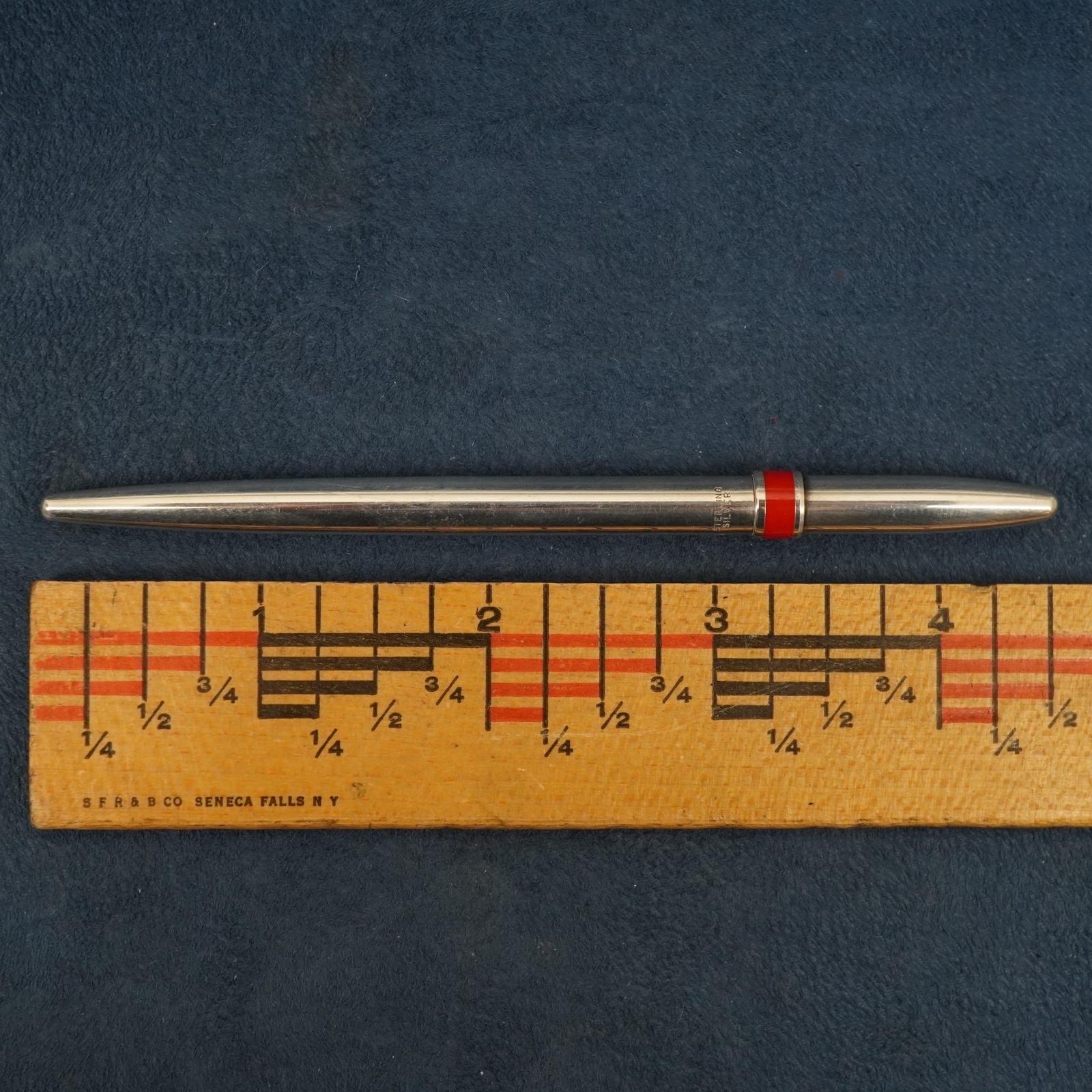 Tiffany & Co. Sterling Silver Ballpoint Pen w/Red Enamel Accent, Needs Refill