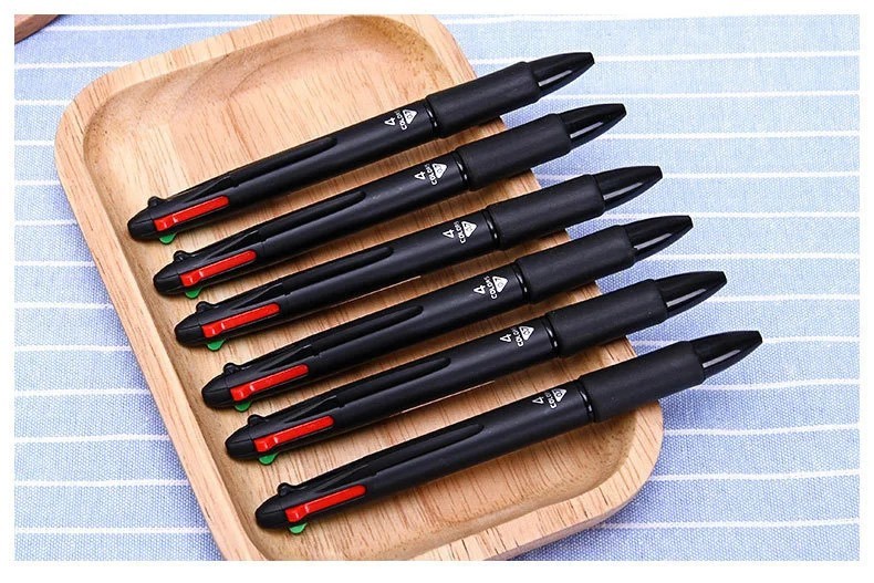 4 Color Ballpoint Pen 0.7mm Retractable Black Blue Red Green Ink Writing Pen