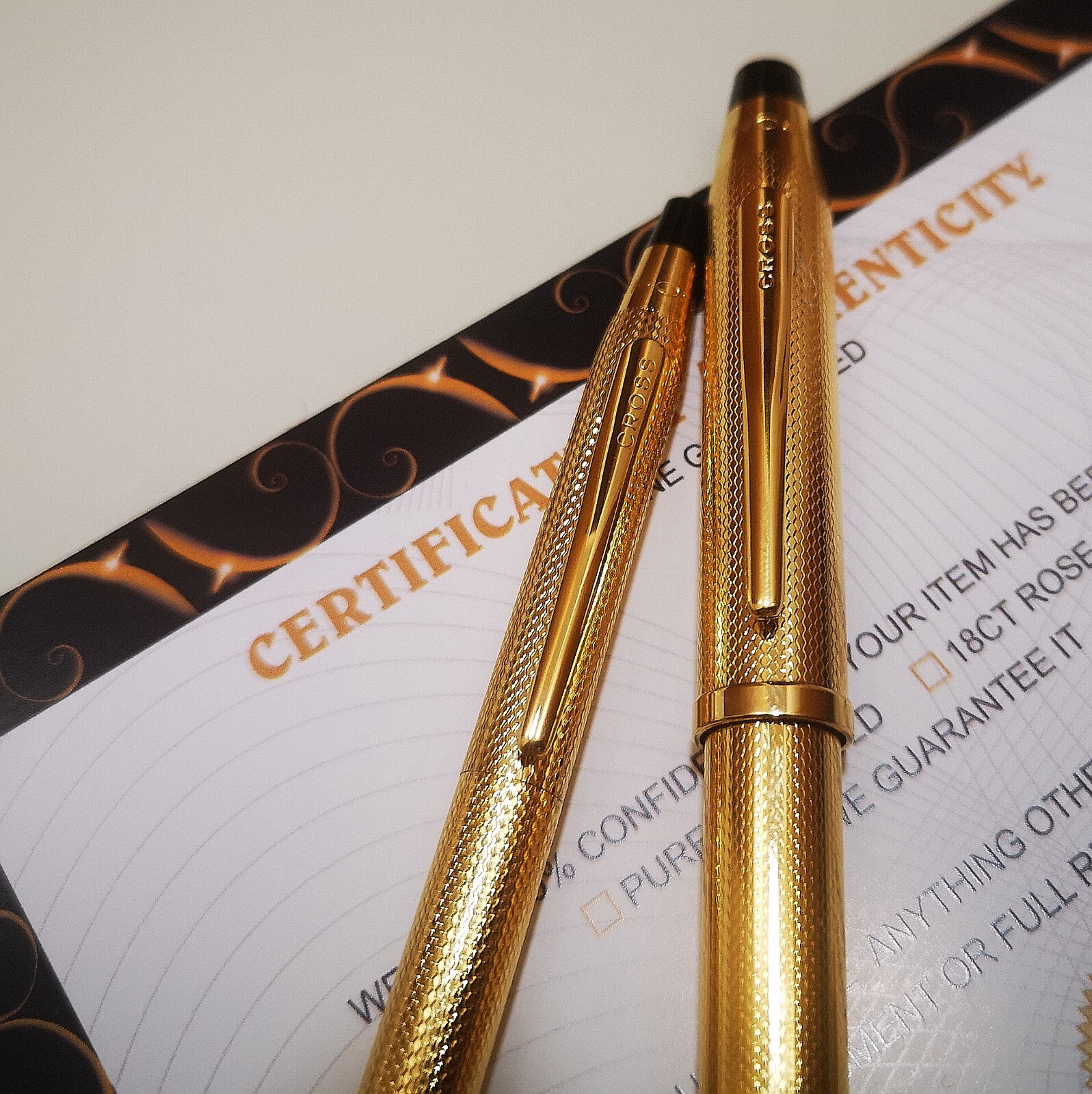 Cross Century Fountain Pen Ballpoint Pen Set Medium Nib Boxed 24k Gold Plated