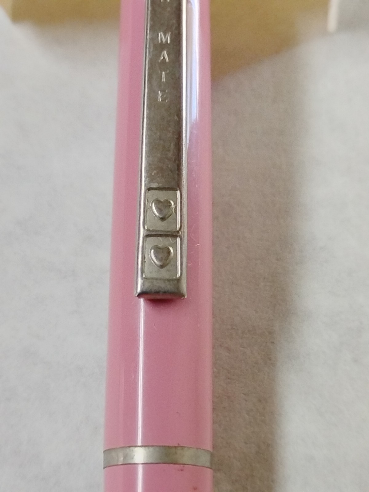 Vintage Paper Mate Vintage Double Heart Pink Ballpoint Pen #F4