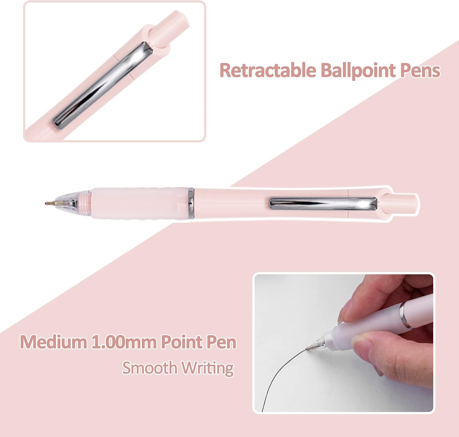 Point Pen Black Ink Ballpoint Pens with Super Soft Grip Medium Point 1.0mm Of…