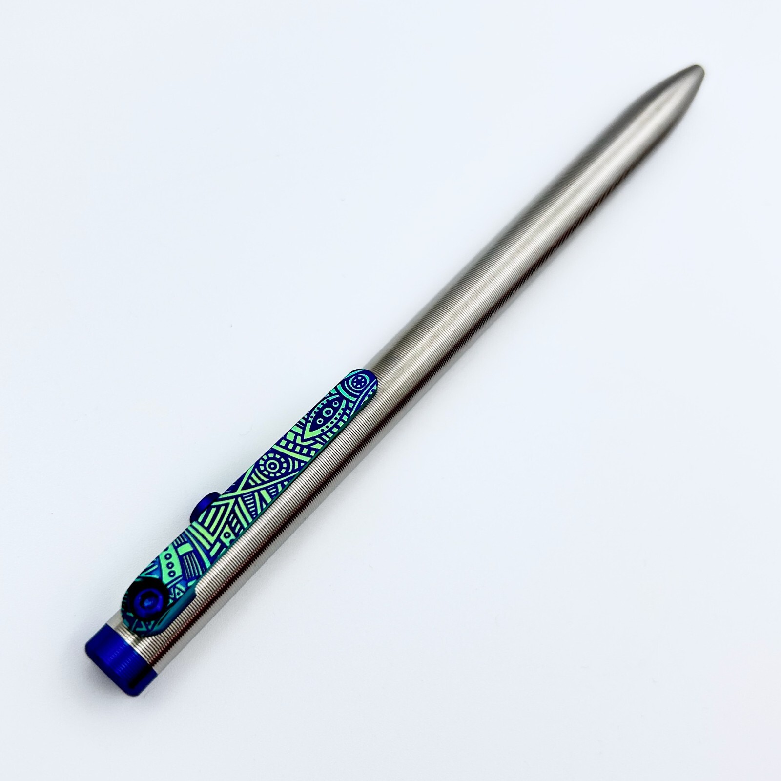 Tactile Turn – Titanium Slim Bolt Action Standard Size Pen Custom Tribal Clip