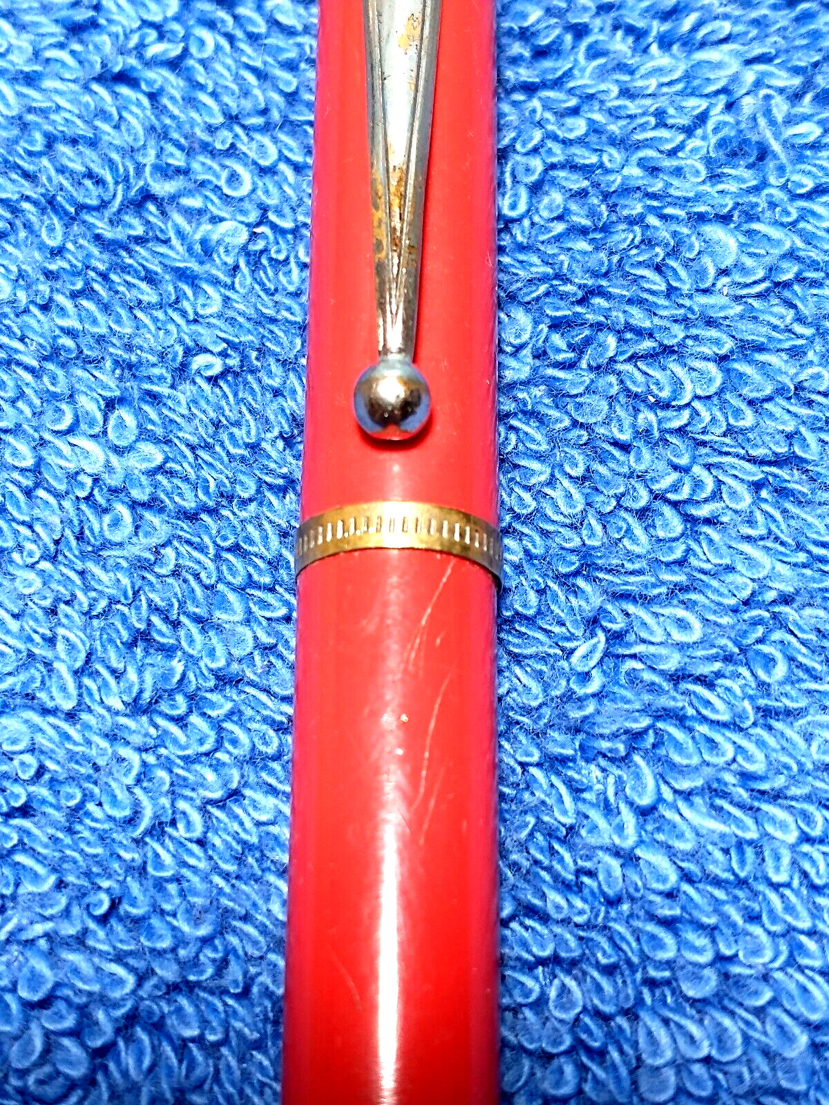 VINTAGE ARNOLD MECH PENCIL IN FIRE RED CELLULOID WITH CHROME TRIM NICE ANTIQUE