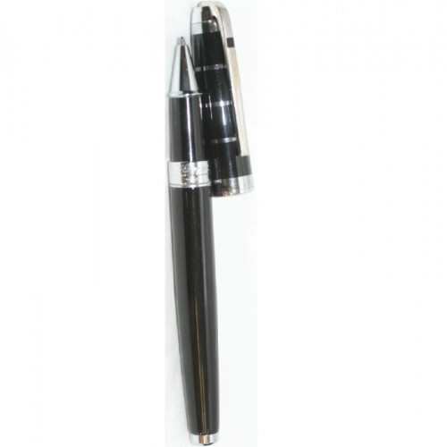 Dupont Ballpoint Pen with Cap / BLK & SLV in Good Condition Limited From JAPAN