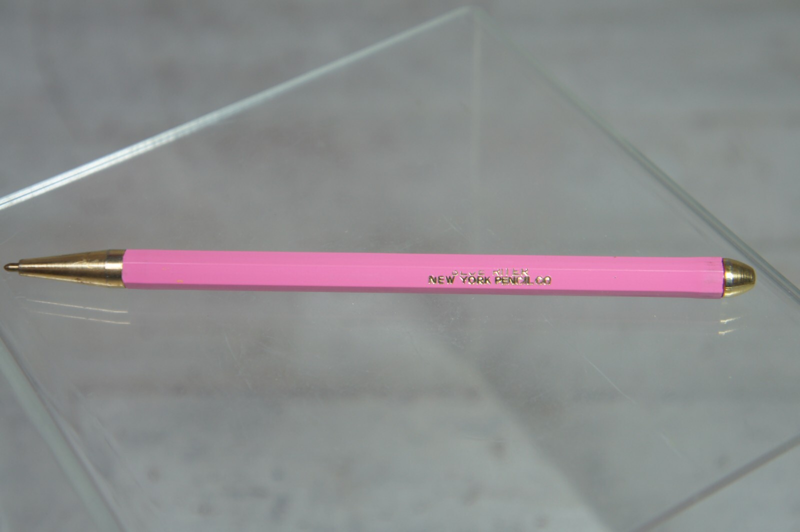 Vintage Blue Riter New York Pencil Co Pen Pink Brass 5″ *Dry Ink*