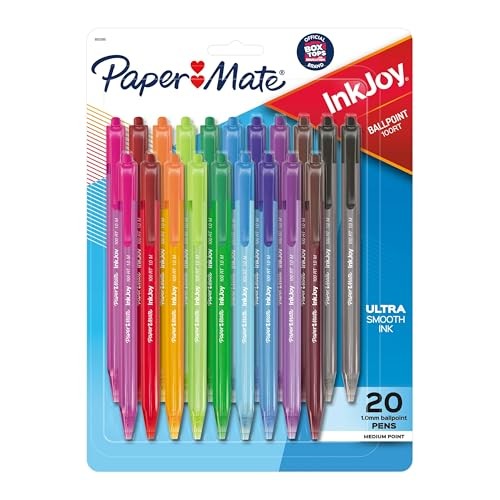 Paper Mate InkJoy 100RT Retractable Ballpoint Pens, Medium 1 Count (Pack of 20)