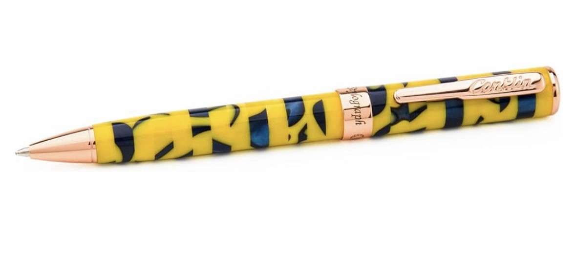 Conklin Stylograph Mosaic Ballpoint Pen in Yellow/Blue – NEW in Box