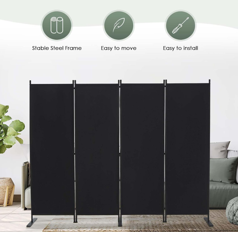 Biombo separador plegable 4 paneles 6FT, divisor de habitación portátil, Nuevo