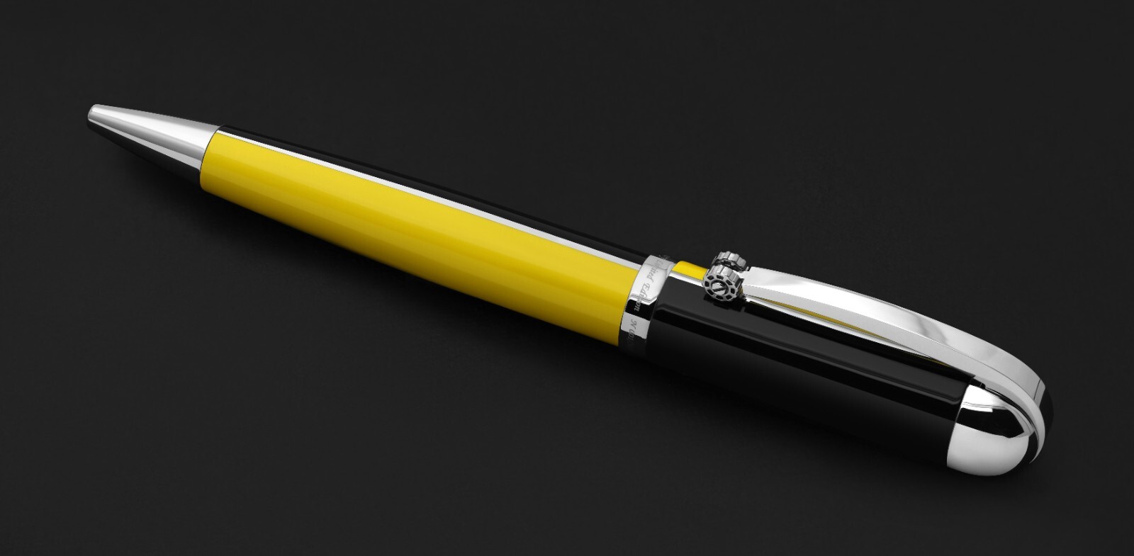 Xezo Visionary Ballpoint Pen, Yellow & Black Colorblock Enamel. LE, Handmade