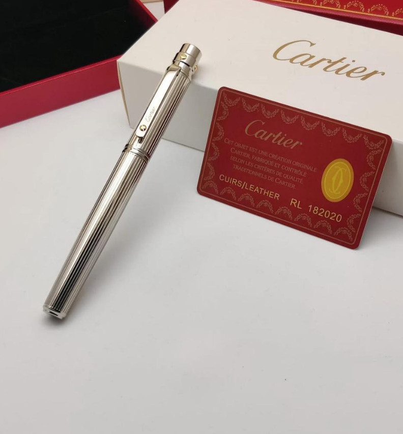 Cartier Santos Rollerball Pen Silver Trim Luxury Gift Box New