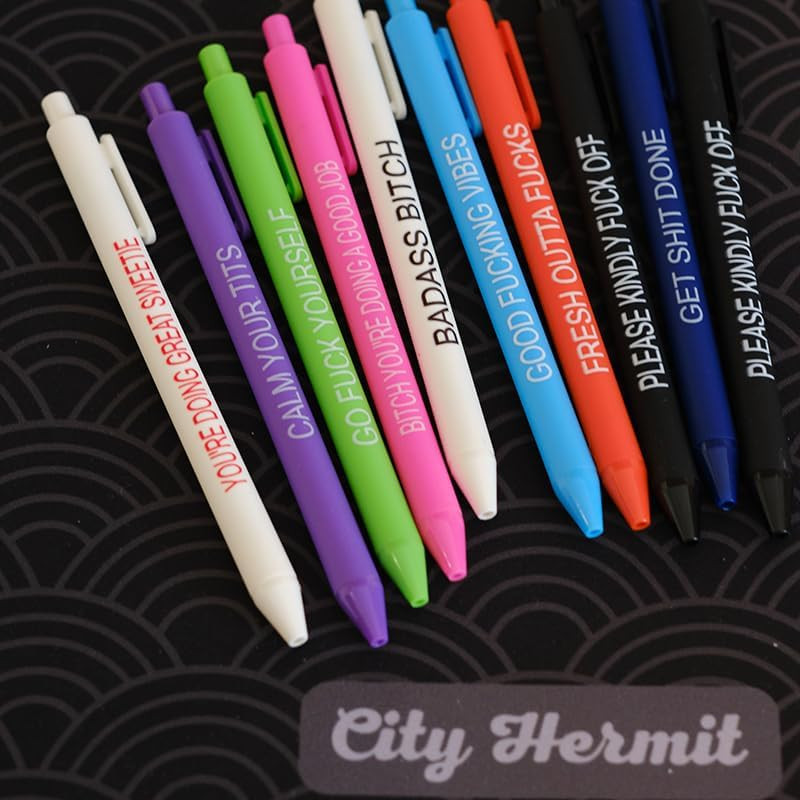 11Pcs Funny Pens Set for Adults Swear Word Daily Ballpoint Pen Premium Novelty