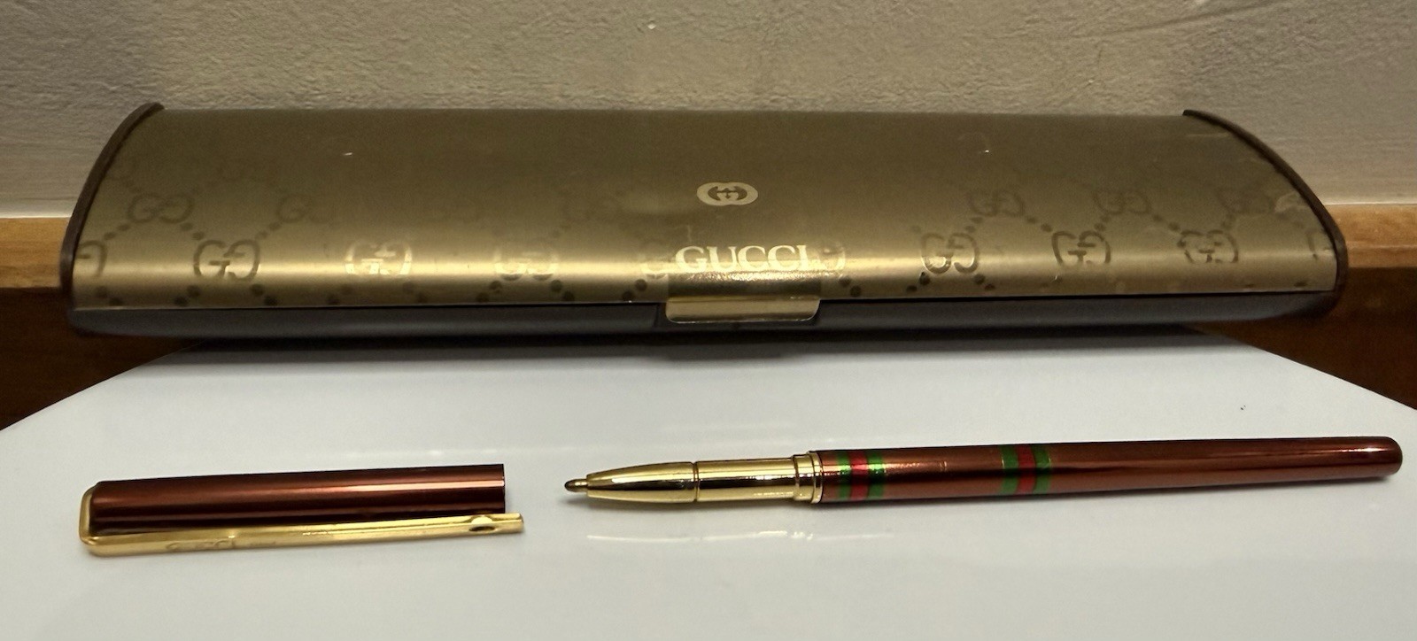 Vintage Gucci Accessory Collection Ballpoint Pen With Original Case Italy