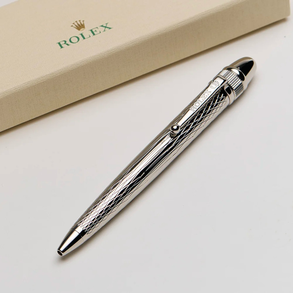 ROLEX Vintage Style Palladium Finish Ballpoint Pen New Boxed AD VIP Gift