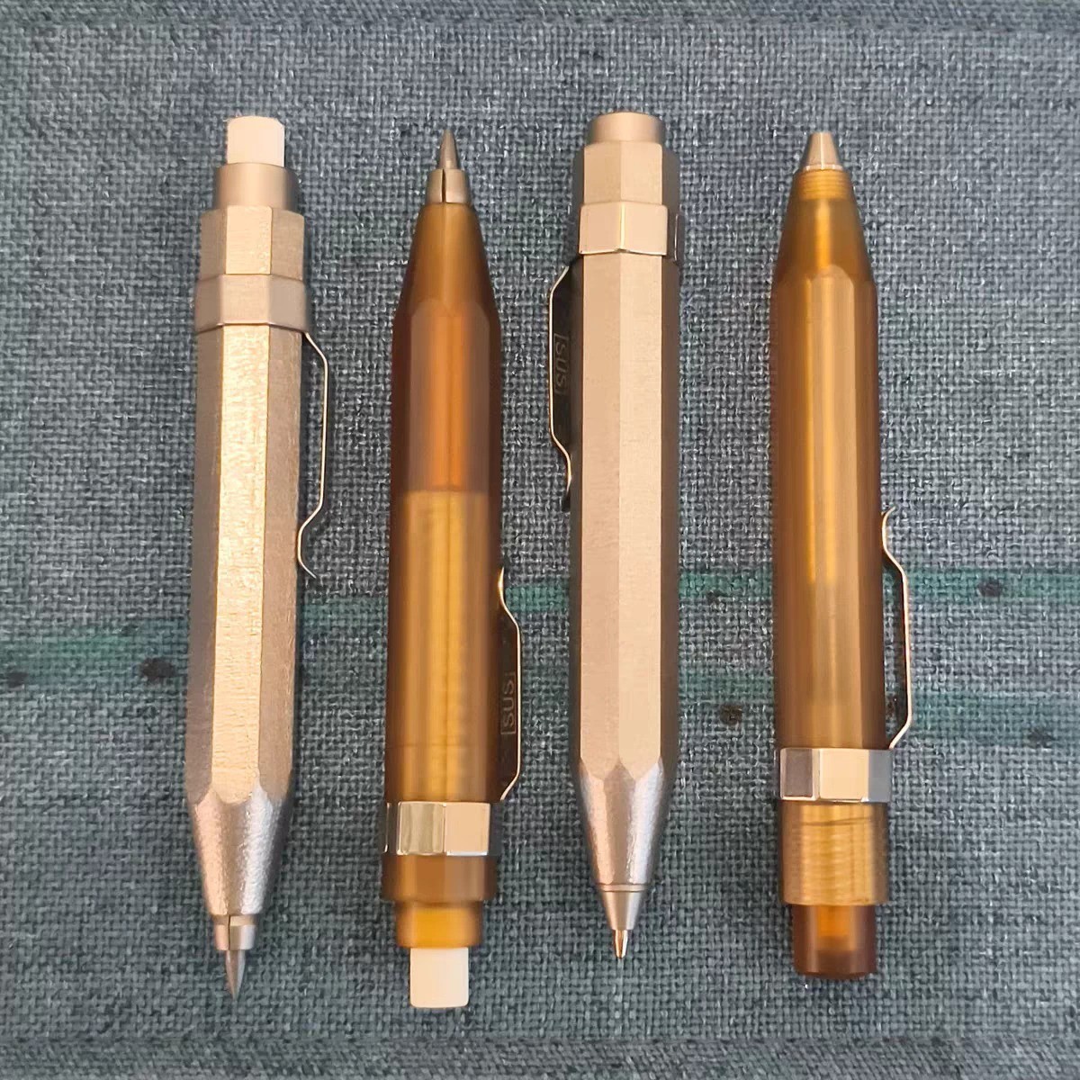 EDC Automatic Pencil HB Drafting Sketch Writing Press-Typ HDPE Titanium PEI Body