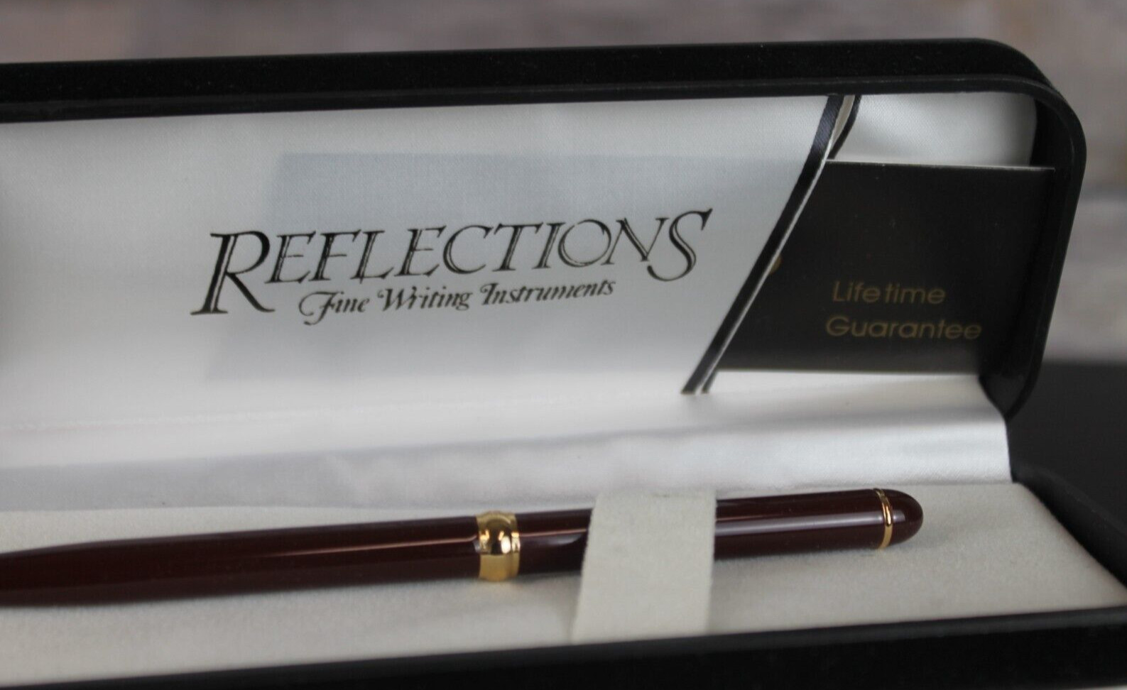 Reflections Fine Writing Instruments Red Maroon Gold Ball Point Pen Black Ink
