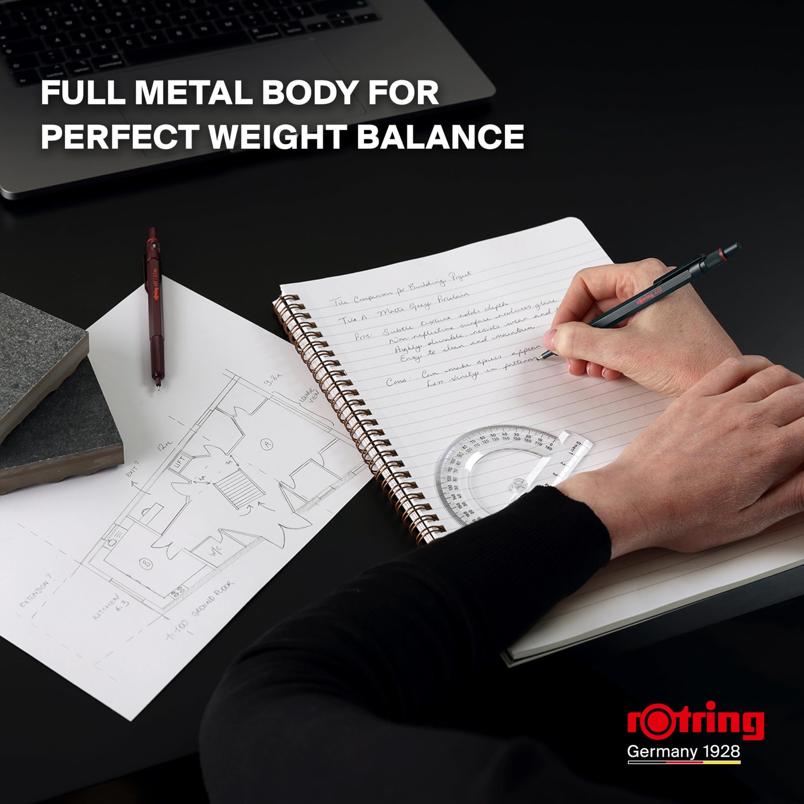 Rotring 600 Ballpoint Pen, Chocolate Truffle Design, Medium Nib, Oil-based Ink,
