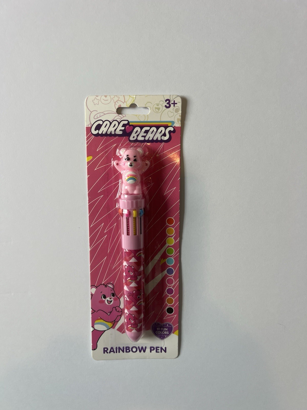 Care Bears Pink Cheer Bear 10 Color Rainbow Pen New Sealed Multi Color Ink Pen
