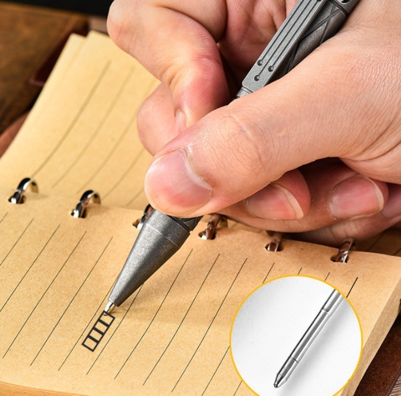 Handmade Titanium Ballpoint Pen Business Office Signature Writing EDC Pocket Pen