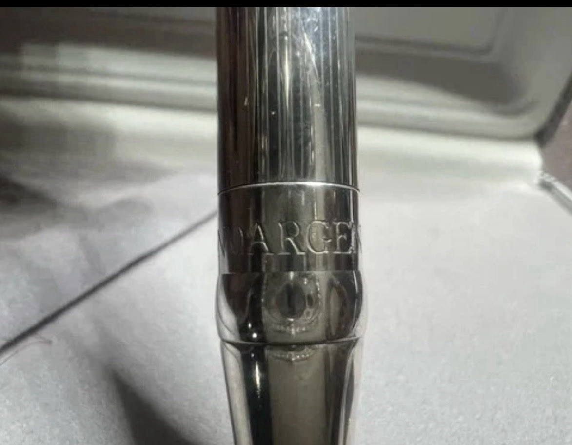 UNOARGENTO Sterling Silver 925 Solid Ballpoint Pen With Engraved Clip