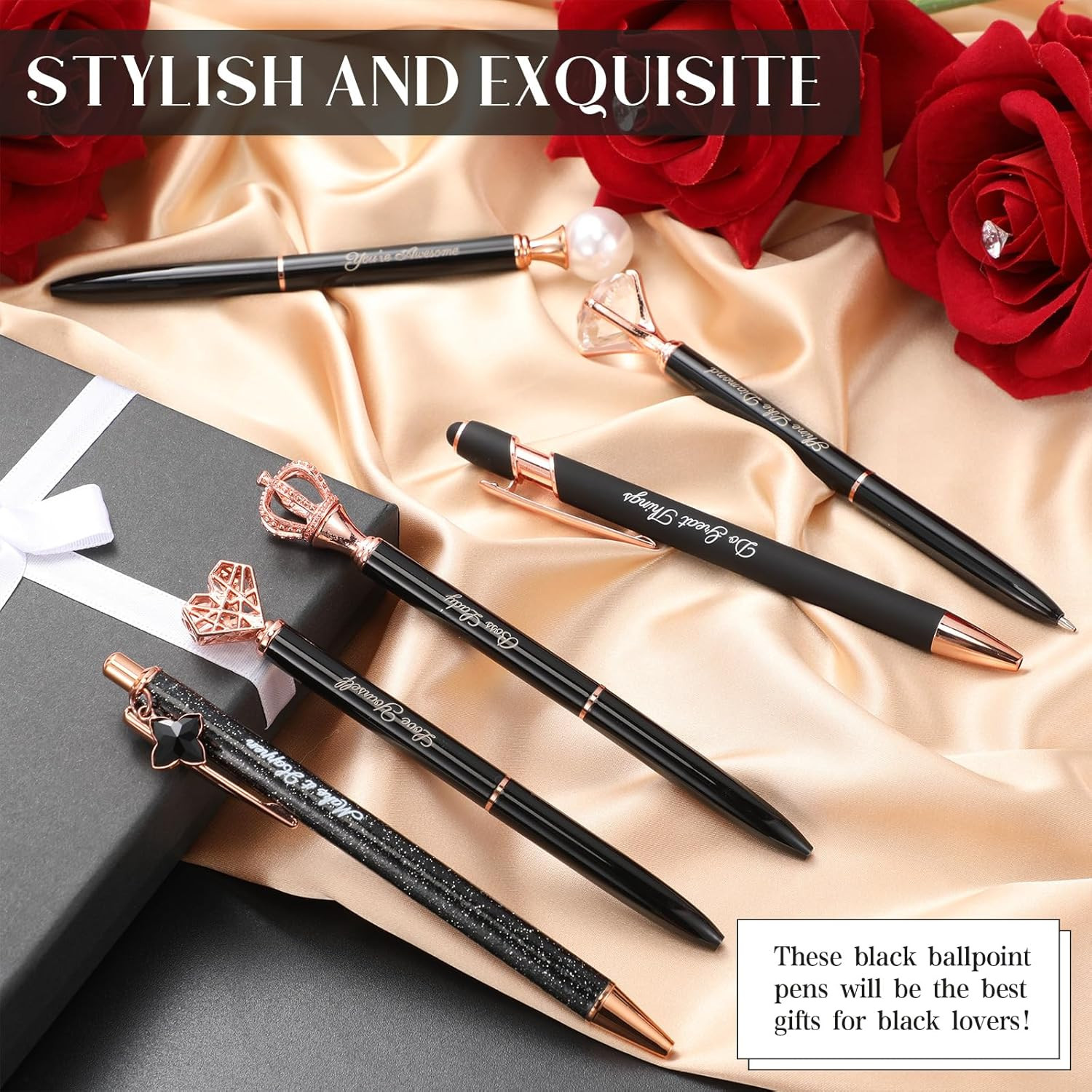 6 Pcs Fancy Pens for Women Crystal Diamond Pen for Journaling Pretty Glitter Bal