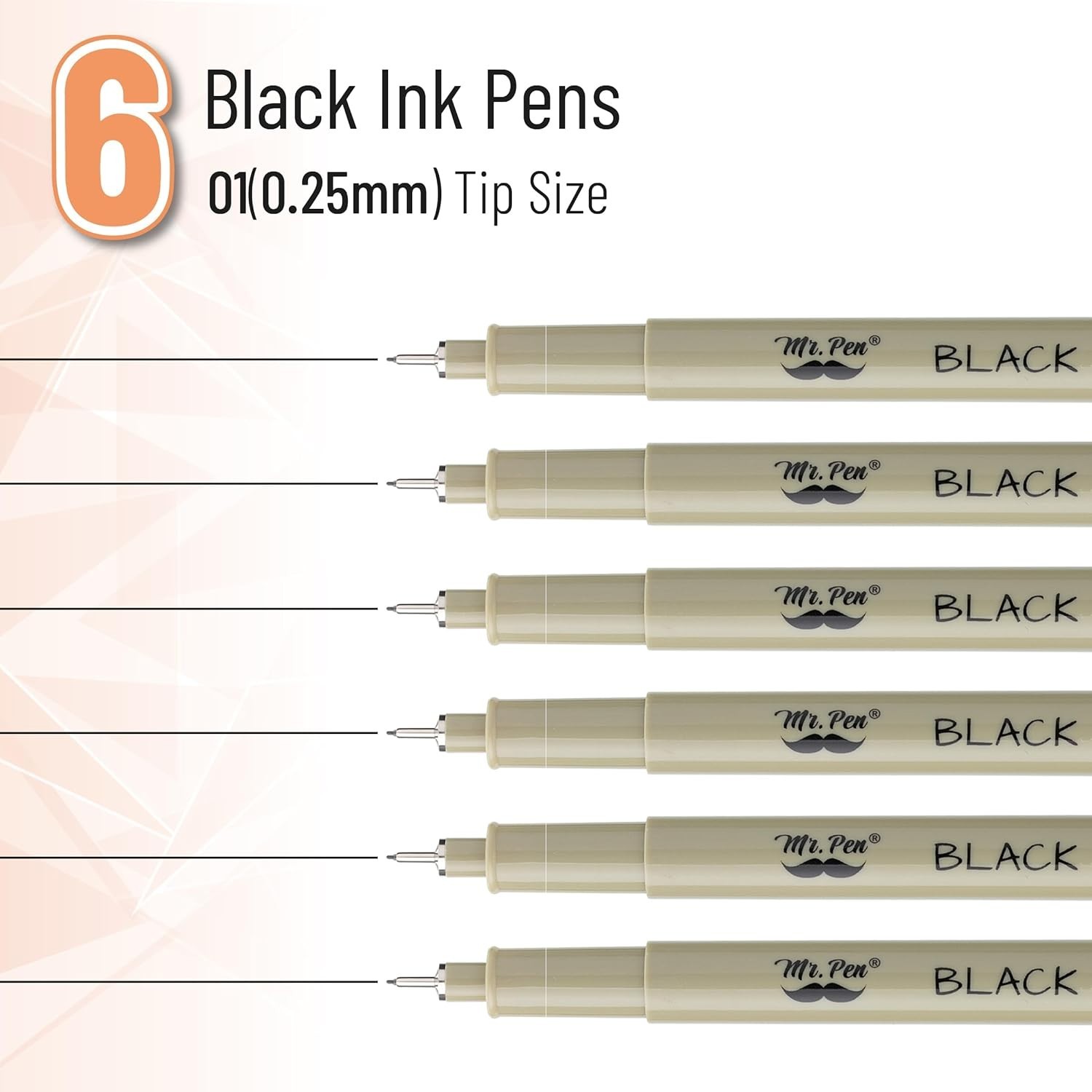 0.25mm Micro Pens – 6 Pack of Quick-Dry Black Ink Fineliners for Professionals