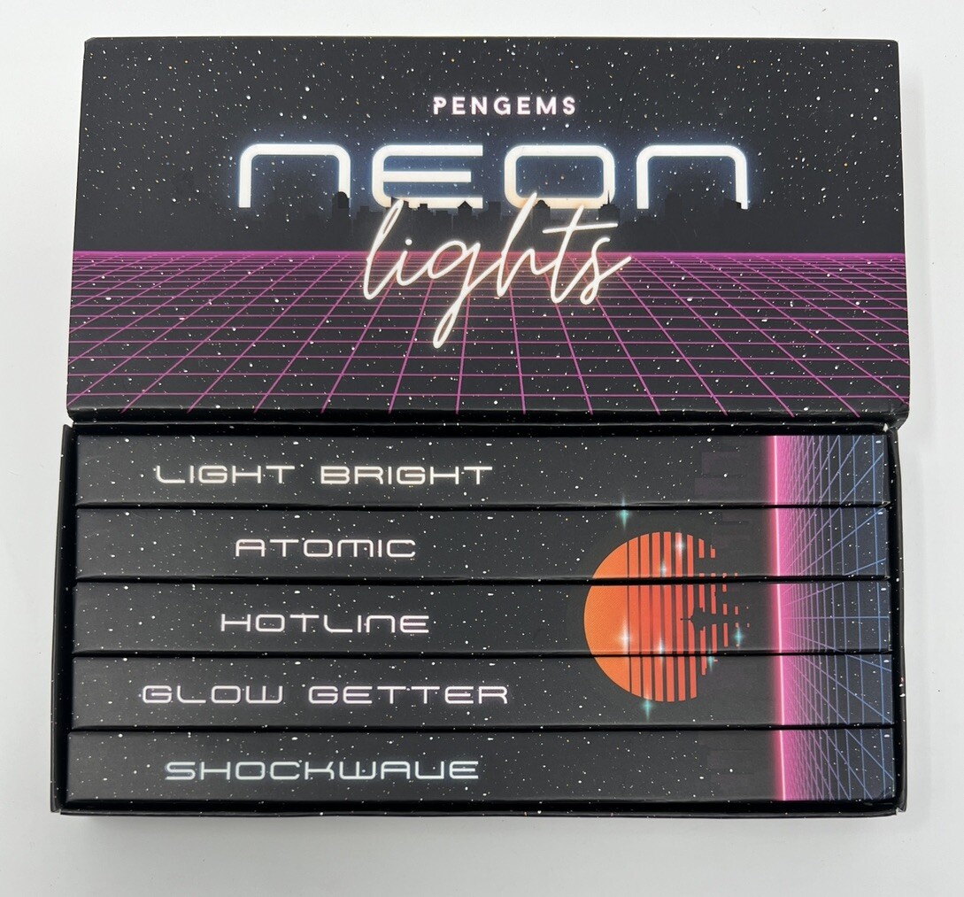 PenGems NEON LIGHTS Box Set of 5 Ballpoint Pens New Open Box