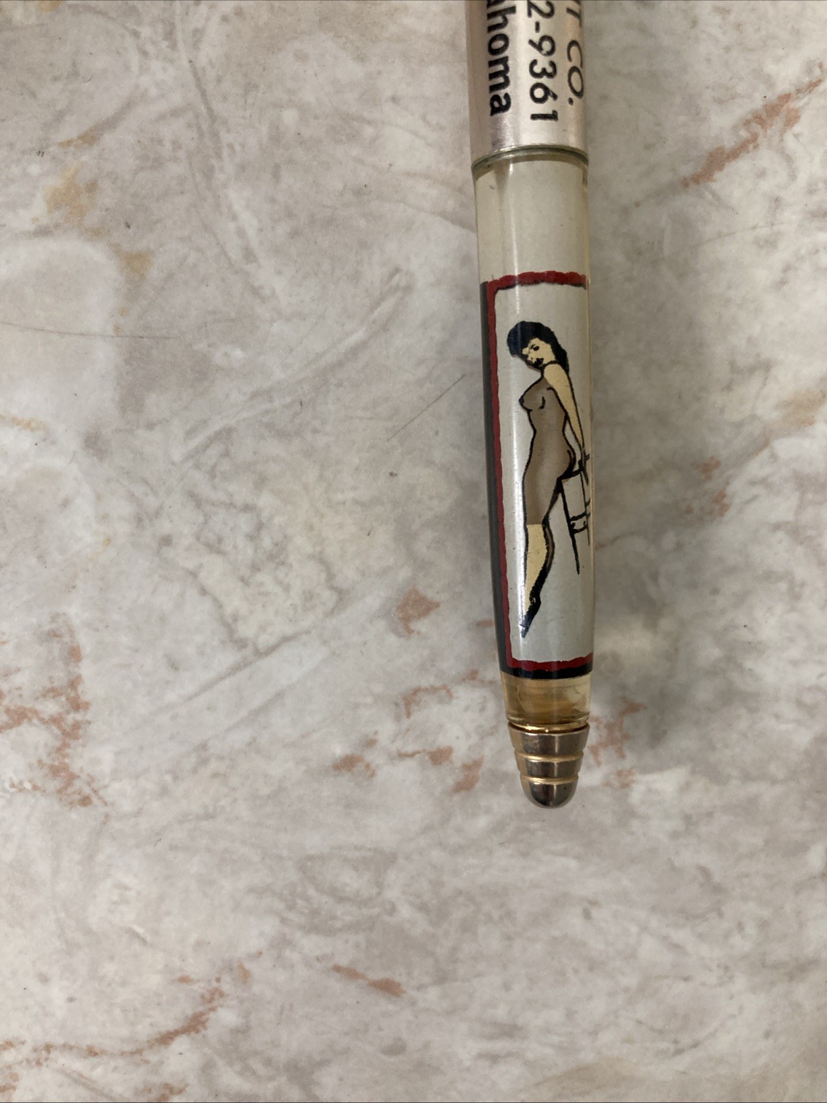 Vintage Carl Ratliff Muskogee Oklahoma Ball Point Dry Pen Lady Figure MU 2-9361