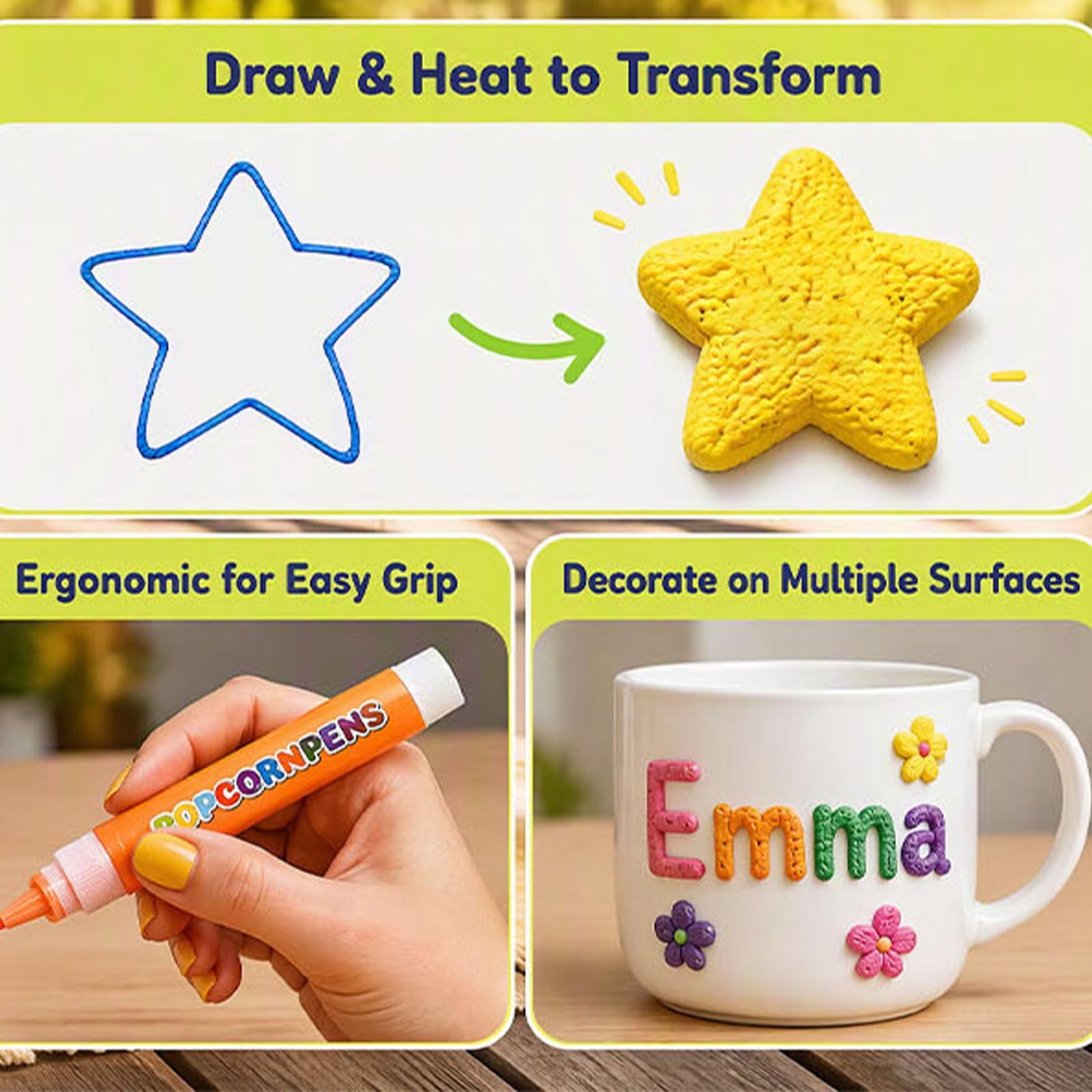6-12 Sticks Bubble Pen Set 3D Colorful Handmade Heat Activated Painting Markers