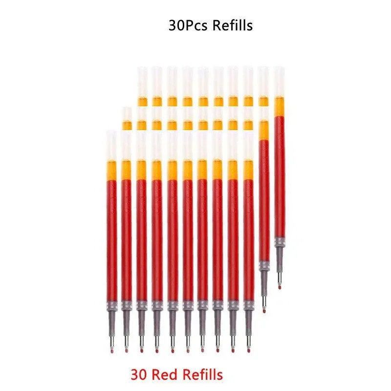 13/30pcs Retractable Gel Pens Set Black/Red/Blue Ink Ballpoint for Writing Refil