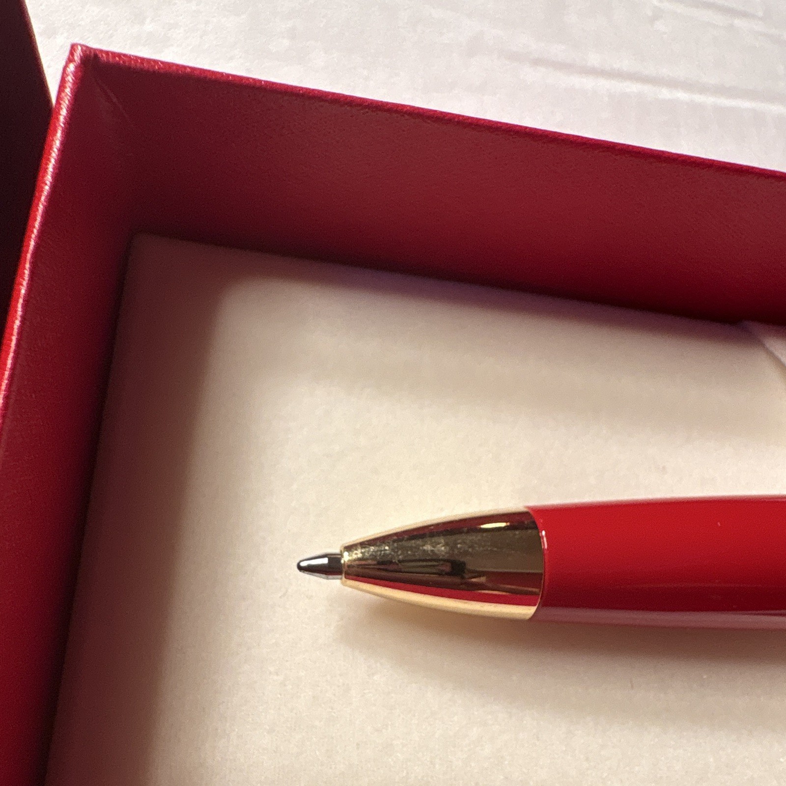 Red Stipula Ballpoint Pen Gold Trim Black Ink w/ Presentation Box ST60010