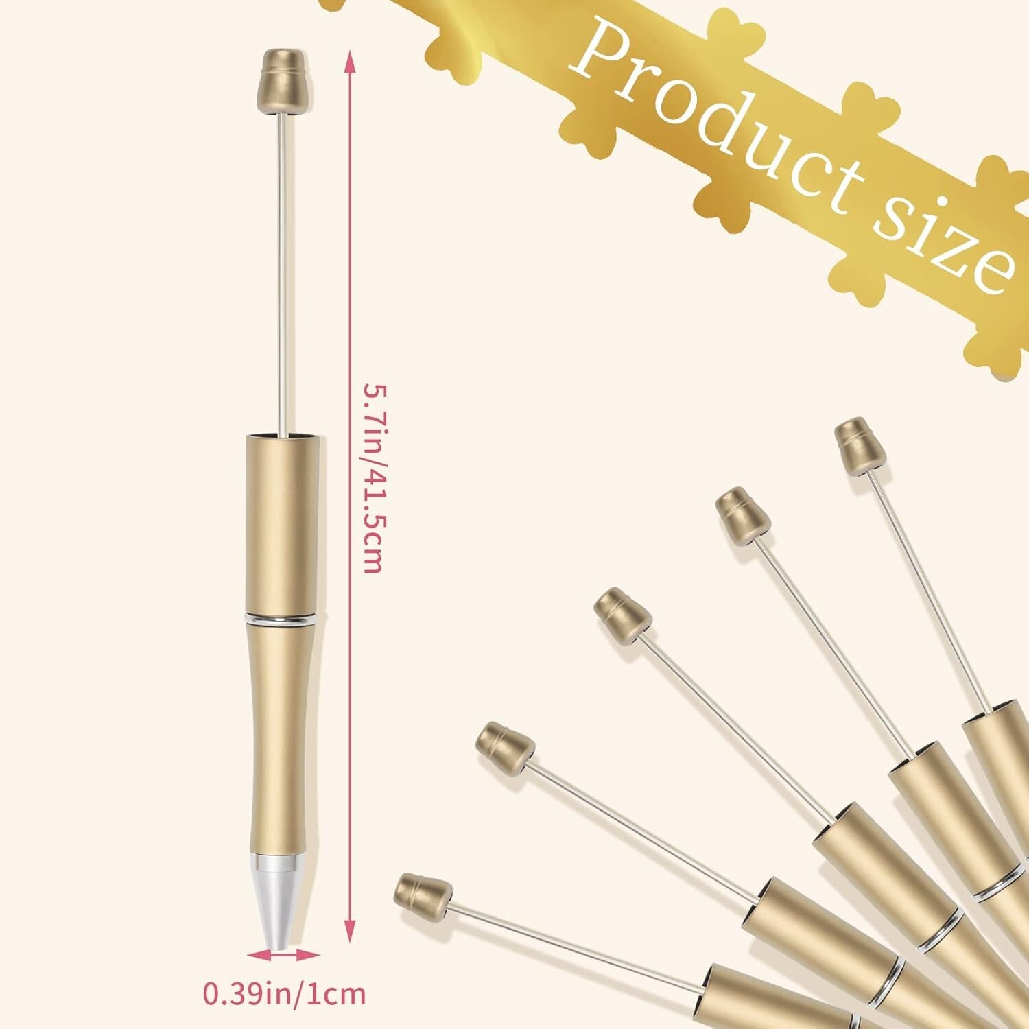 25pcs Gold Beadable Pens Plastic Bead Ballpoint DIY Cute Crafts Gifts