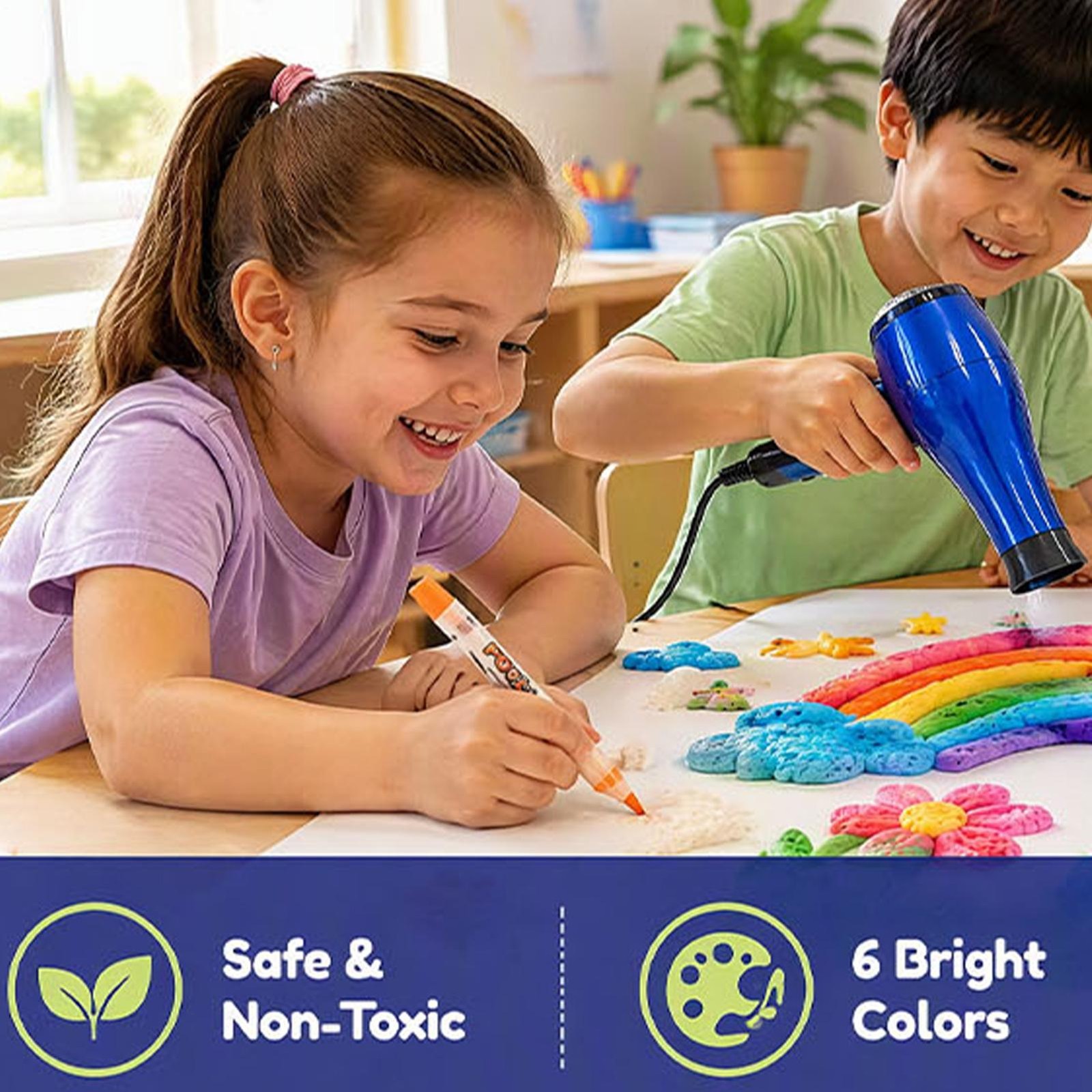 6-12 Sticks Bubble Pen Set 3D Colorful Handmade Heat Activated Painting Markers