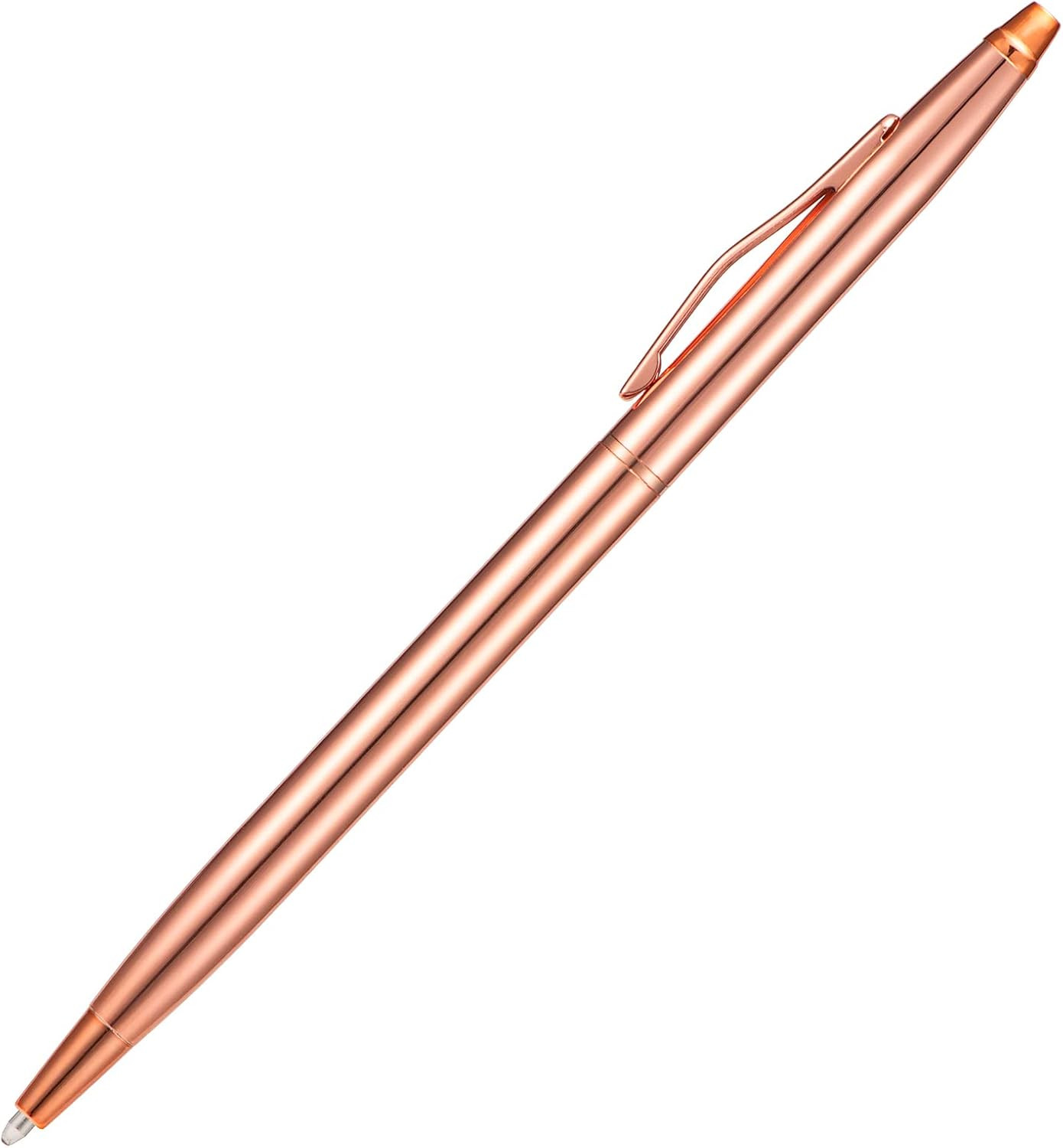 6 Pieces Rose Gold Slim Metal Ballpoint Pen, 1Mm Medium Point Black Ink
