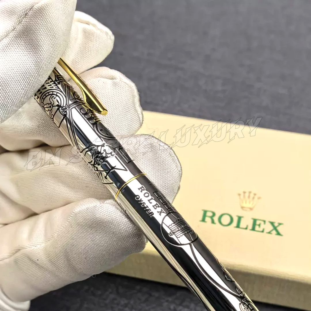 ROLEX VIP Gift Silver Gold Ballpoint Pen Engraved Executive Collectible Box
