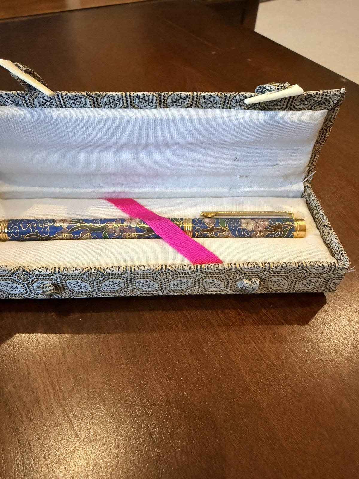 Vintage Beijing Cloisonné Enamel Ballpoint Pen Taipu R-920 Jingtailan w/ Box