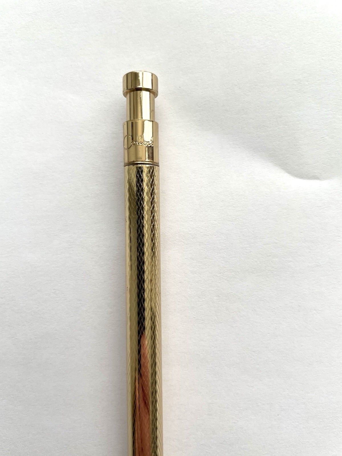 Colibri Of London Ballpoint Pen in Textured Golden Trim, USA Made Vintage