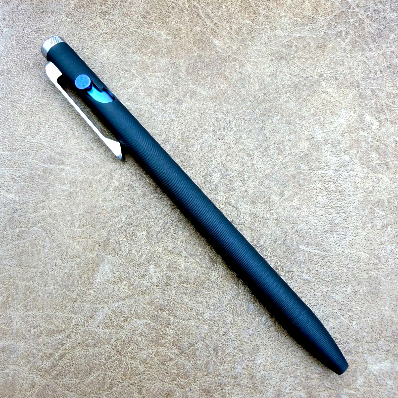 Tactile Turn – Titanium Slim Bolt Action Standard Size Pen Custom Black & Silver