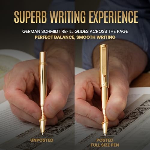 Heavy Gold Rollerball Pen, Award Winning Luxury Pocket Pen with gold 14. Gold