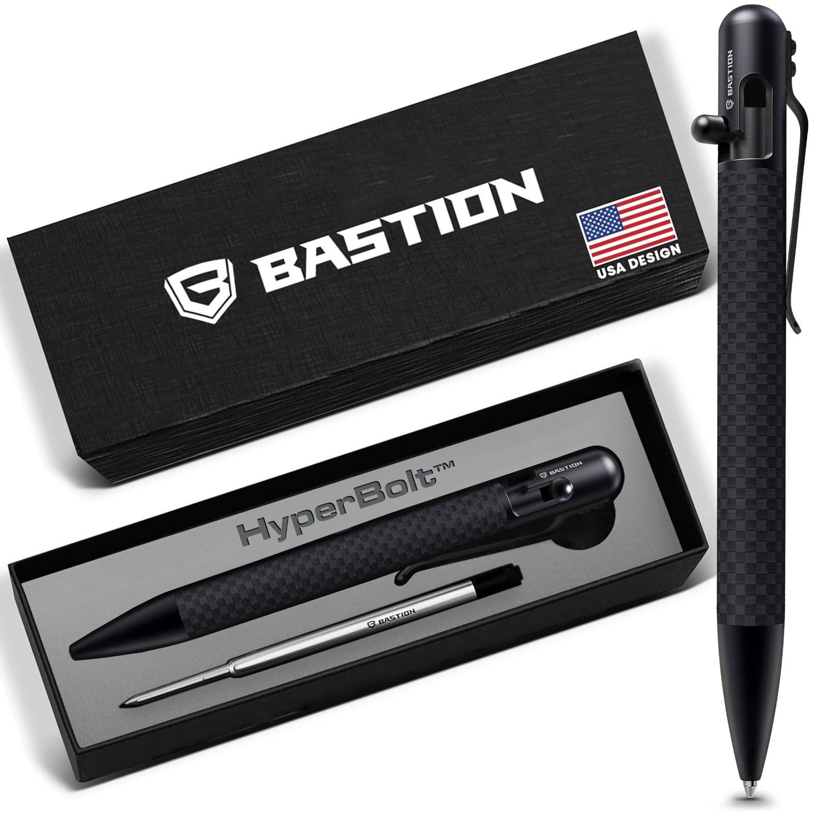 Luxury Carbon Fiber Bolt Action Pen – Durable Ballpoint for Travel, School, Work