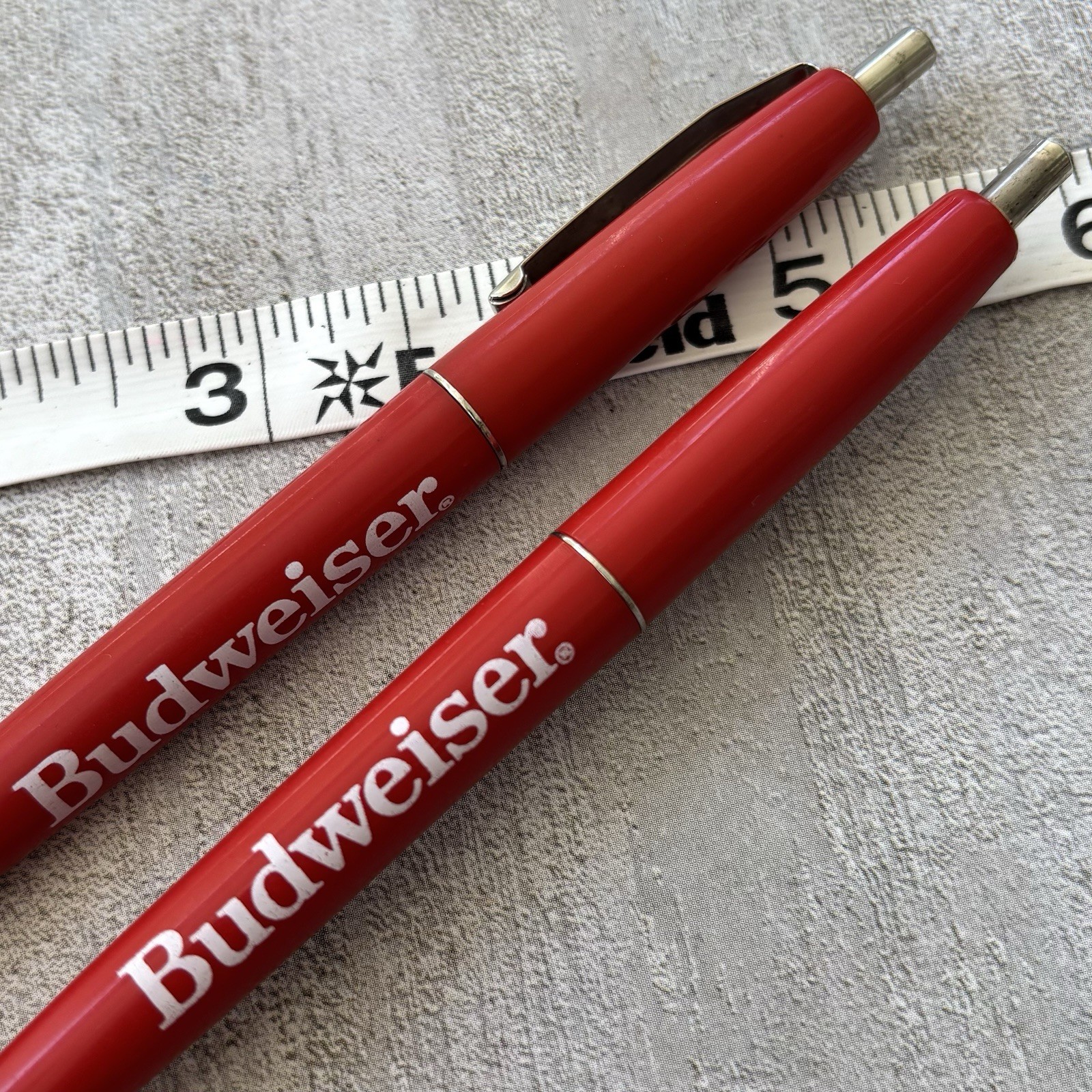 Vintage Budweiser Pens Red & White USA Beer Alcohol Advertising ~Dry Ink~