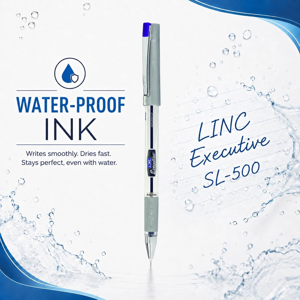 LINC 0.55mm Executive SL-500 Gel Pen With Water-Proof Ink & Textured Grip / FS