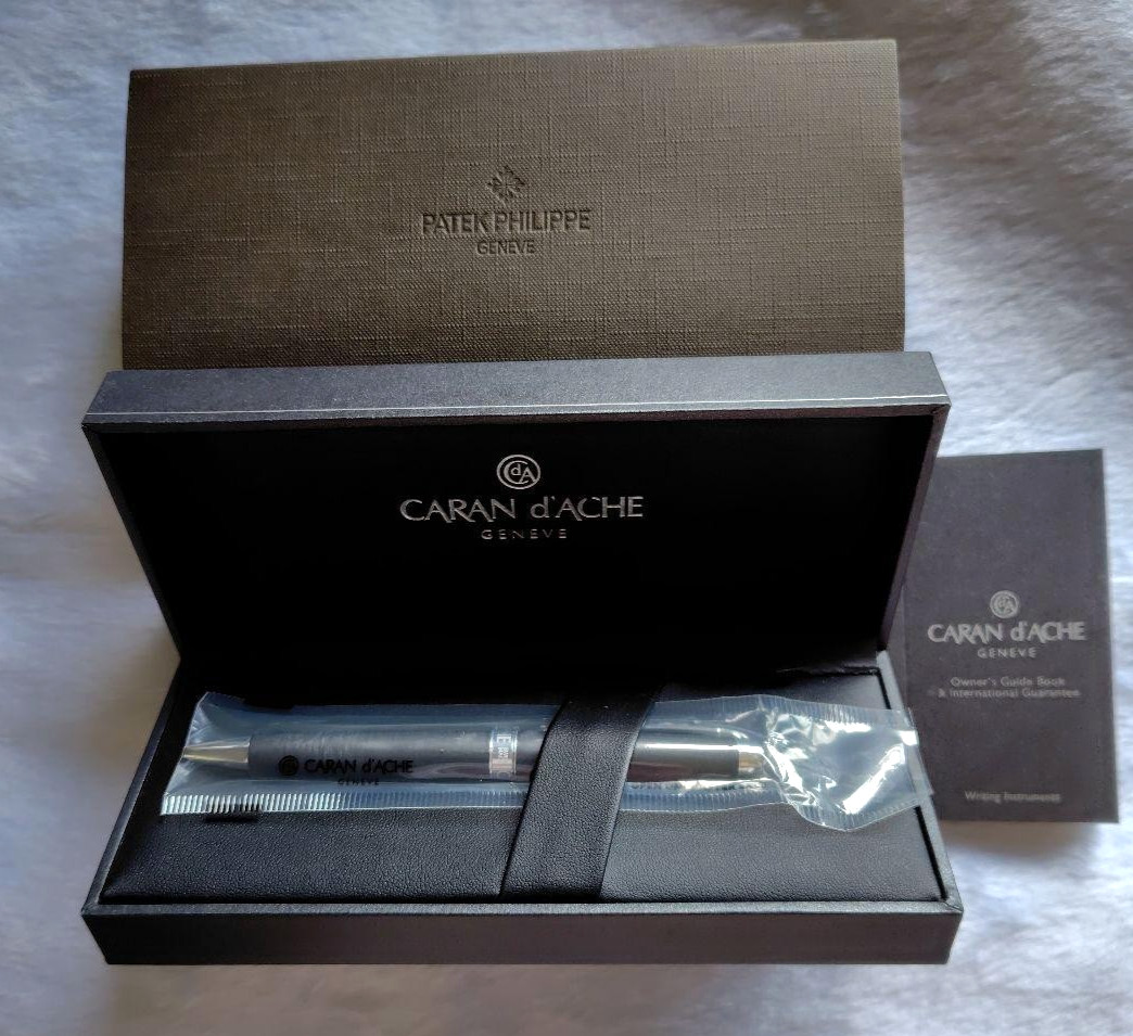 [ N-MINT wz/Box] PATEK PHILIPPE Caran d’Ache Matte Black Twisted Ballpoint Pen