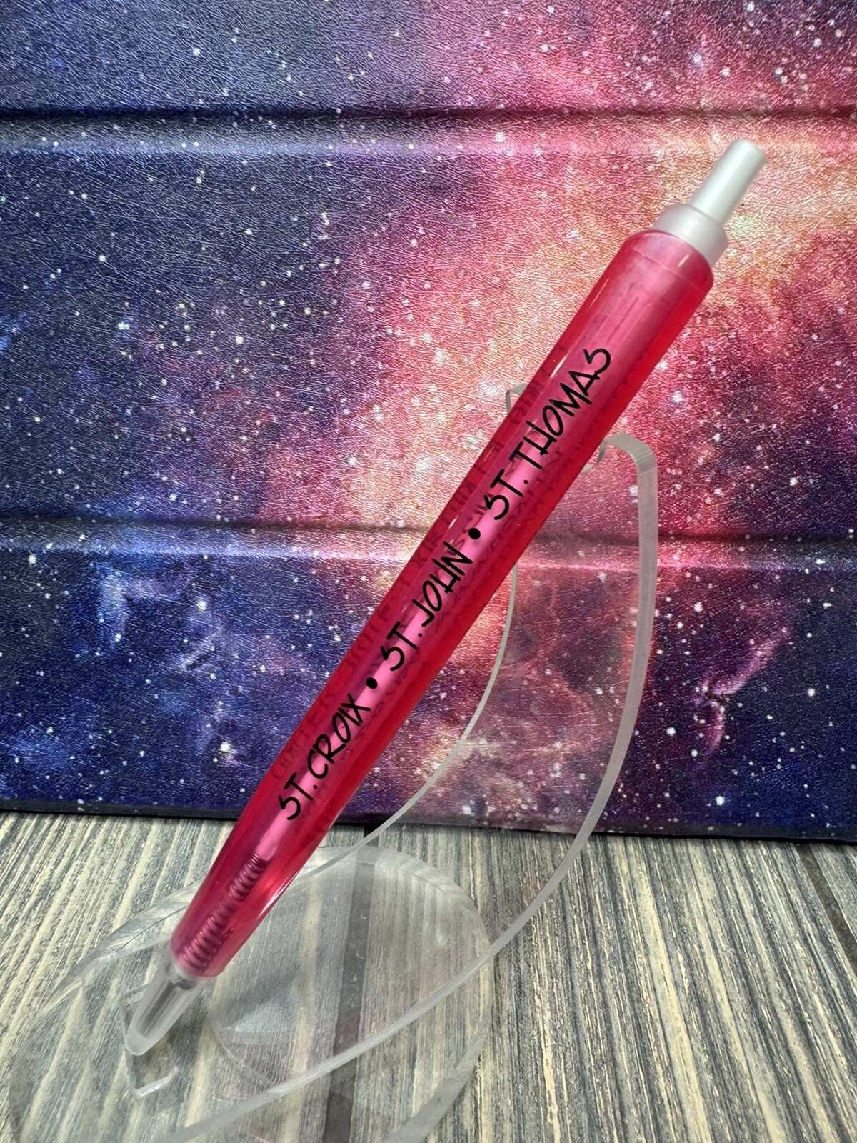 Vintage United States Virgin Islands Pink Clear Advertisement Pen