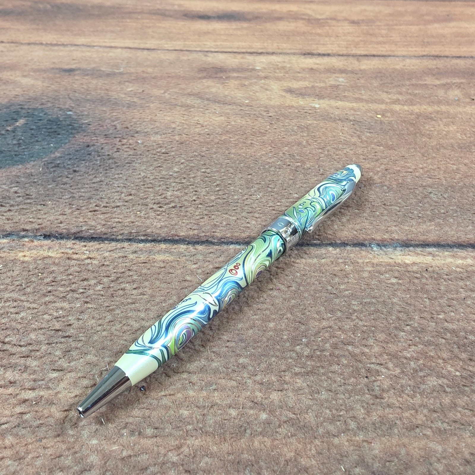 Cross Sauvage Ballpoint Pen Peacock Pattern Green Good Art Nouveau Swivel
