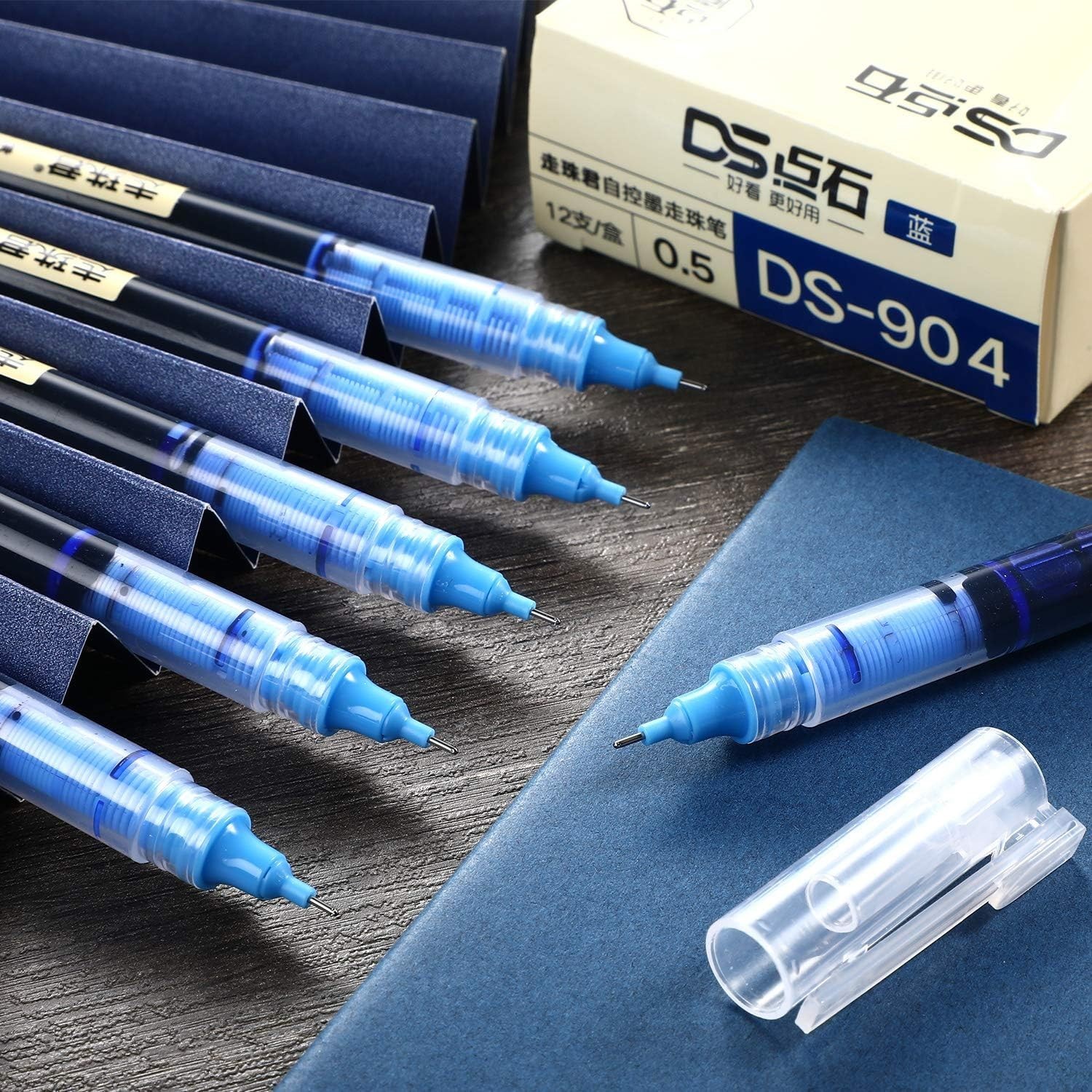 Effortless Writing with 12-Pack 0.5mm Liquid Ink Rollerball Pens – Black & Blue