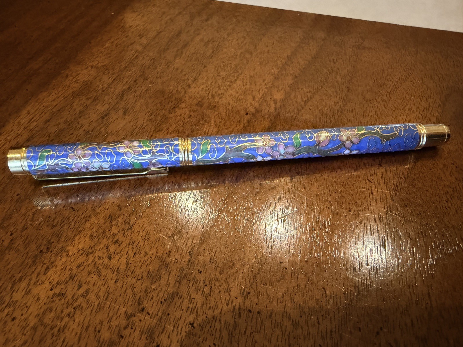 Vintage Beijing Cloisonné Enamel Ballpoint Pen Taipu R-920 Jingtailan w/ Box