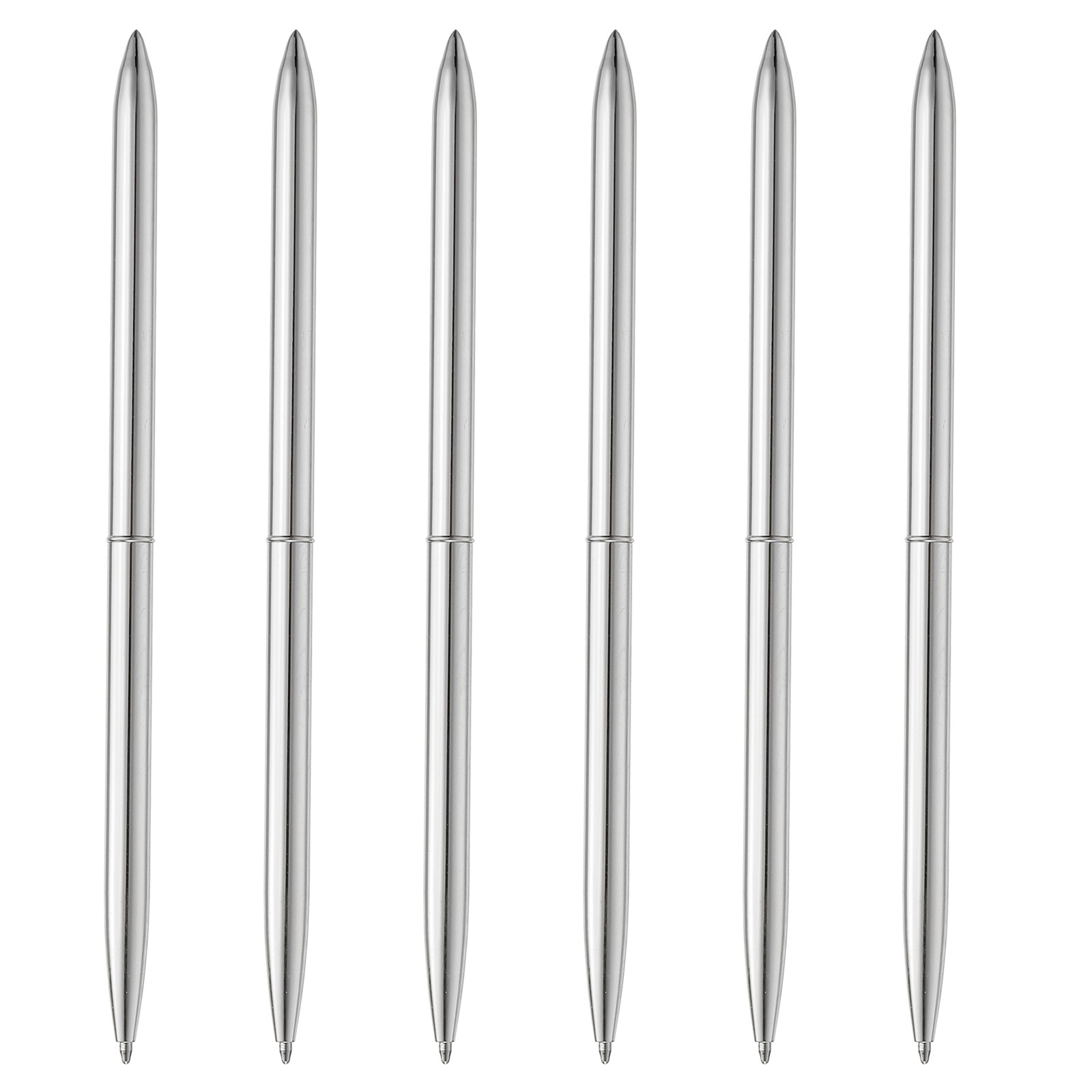 Slim Metallic Ballpoint Pen, 6Pcs Writing Pens, Silver